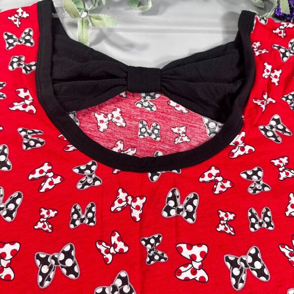 Disney Minnie Mouse Bows Blouse Top Open Back Bowknot Knit Shirt Polka Dot - Picture 3 of 10